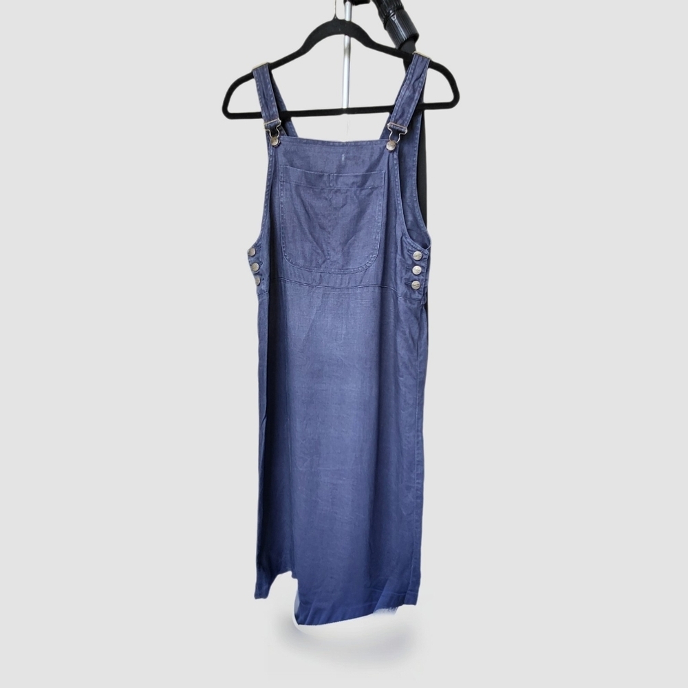 Vintage L.L.Bean100% Linen Overall Pinafore Jumper Dress Size 6 Petite 80s Retro